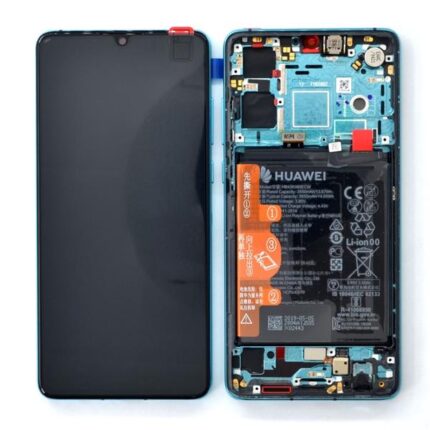 LCD HUAWEI P30 AURORA BLU + IMPRONTA + BATTERIA SERVICE PACK CON FRAME