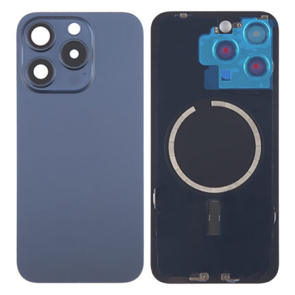 BACK COVER IPHONE 15 PRO MAX BLU TITANIO (CON VETRO FOTOCAMERA)