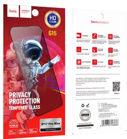 PELLICOLA VETRO PRIVACY HOCO G15 IPHONE 17 PRO MAX